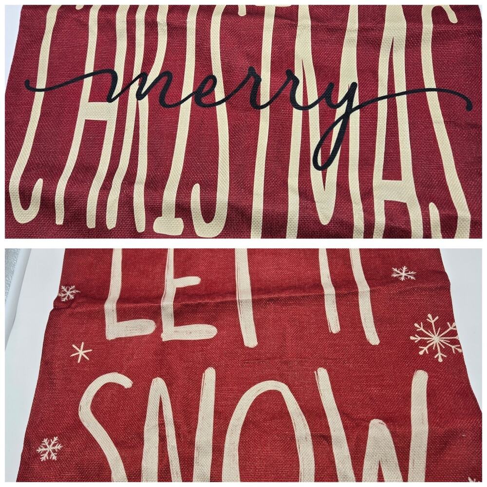 FARMHOUSE HOLIDAY Pillow Covers 17×17" 2pc Zip CHRISTMAS NEW! Red White